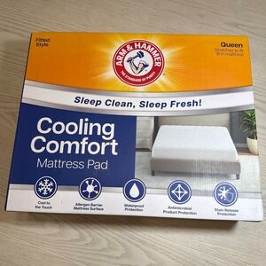Arm Hammer Queen Cooling Comfort Mattress Pad Fitted Waterproof Antimicrobial